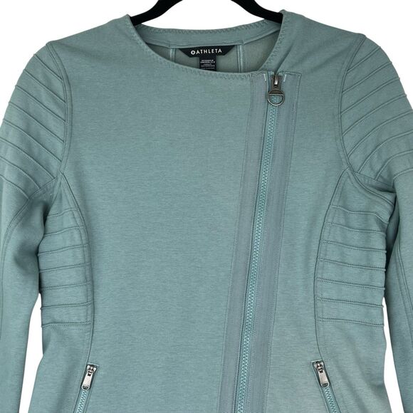 Athleta Moto Jacket Minimalistic Grey SIZE S Green Gym Travel Zip Up #982849 - Picture 6 of 16